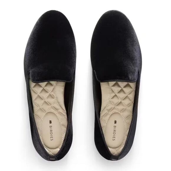 Birdies The Starling Velvet Flat Slip On Loafers Shoes Smoking Slippers, Black - Picture 14 of 14